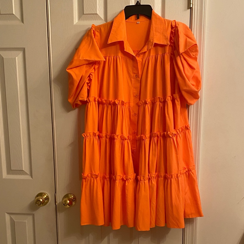 SOLD Vibrant Orange Tiered Dress